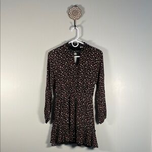 Peach Love California Black Floral Long Sleeve Dress